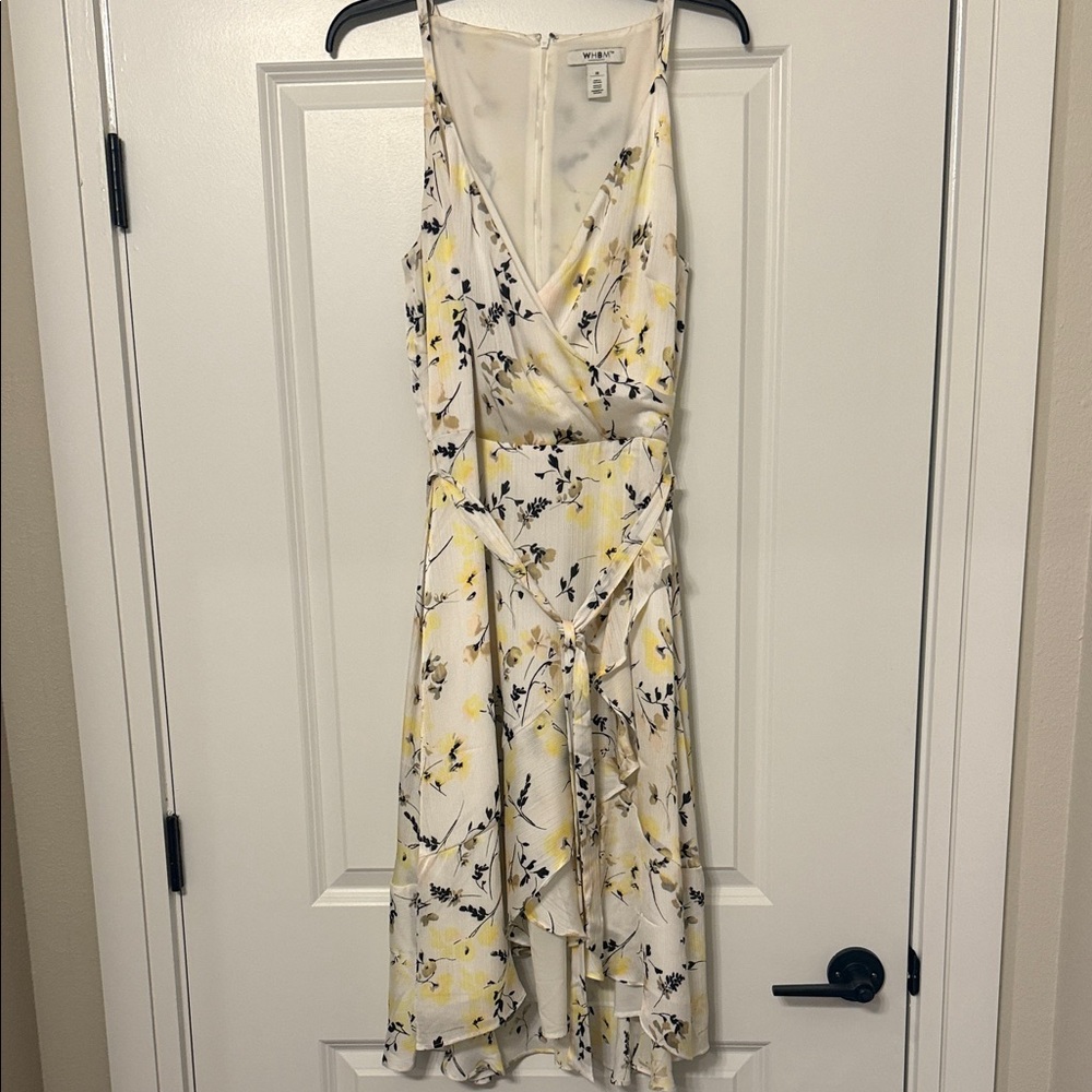 White House Black Market Asymmetrical Floral Dress in Yellow and White